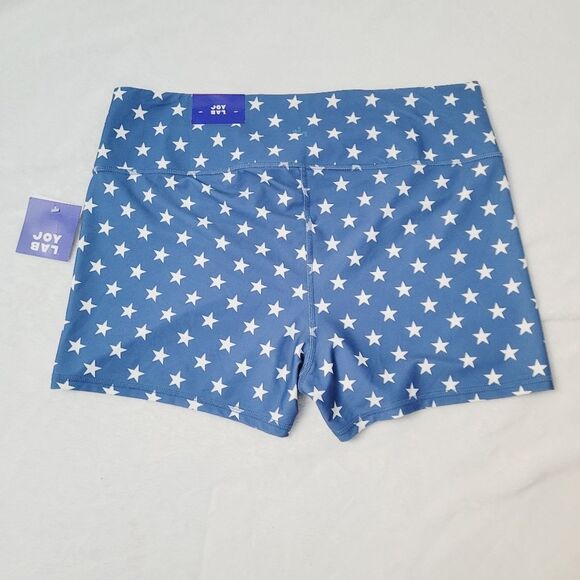 JoyLab Bike Shorts High Rise Ruched Pocket Patriotic Stars Superhero XXL New OOS - Picture 2 of 12